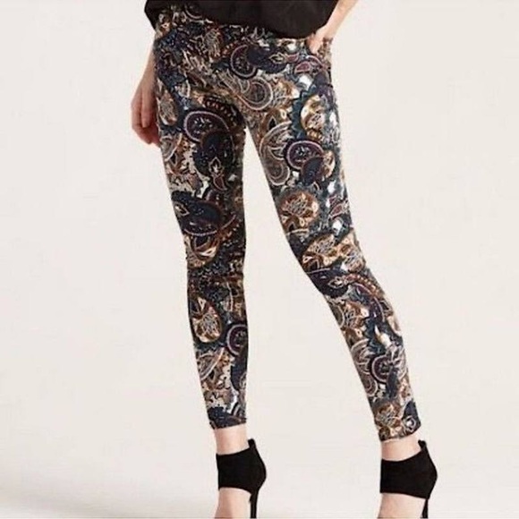 💫HP‼️💫 7 FOR ALL MANKIND Ankle Skinny Jeans in Allover Paisley Print, Size 29 - Picture 1 of 9